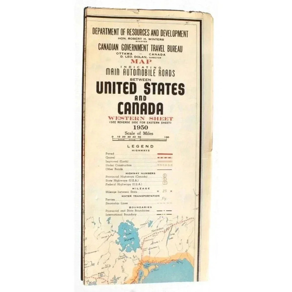 Vintage 1950s United States and Canada Western Sheet Map - Picture 1 of 3